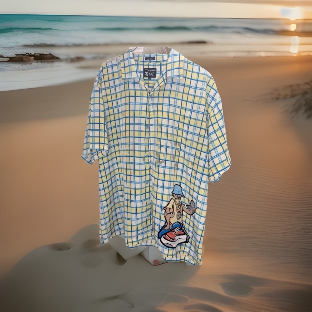 K.A.D. Button Down Men's 2x Hip‎ Hop/On The Move Yellow/blue Striped